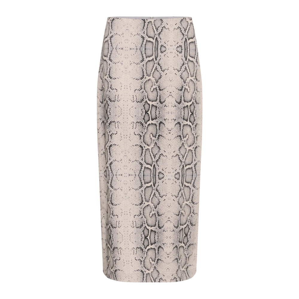 Soaked in Luxury Grijze Slangenprint Pencil Rok Multicolor Dames