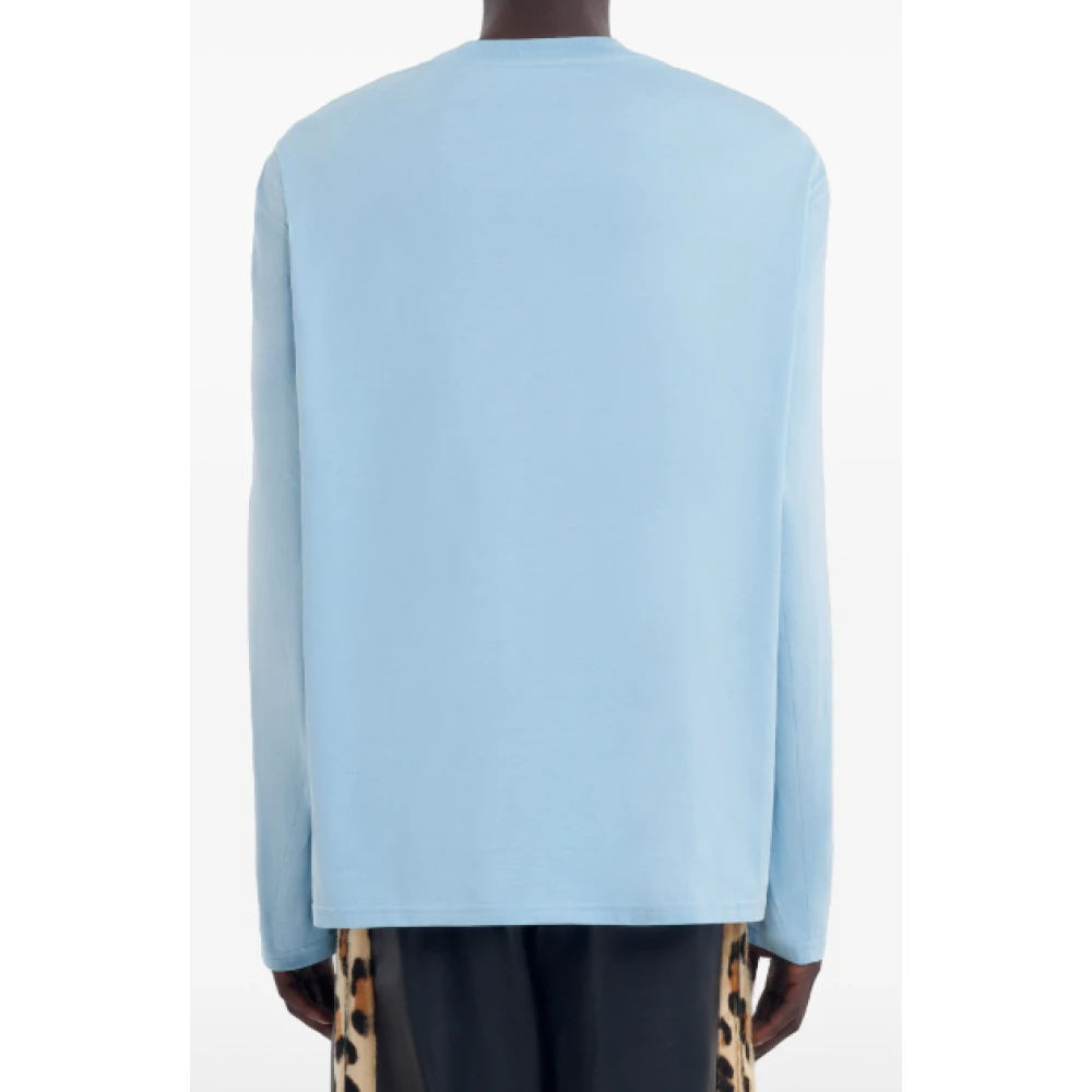 Marni Blauw letterapplicatie longsleeve T-shirt Blue Heren