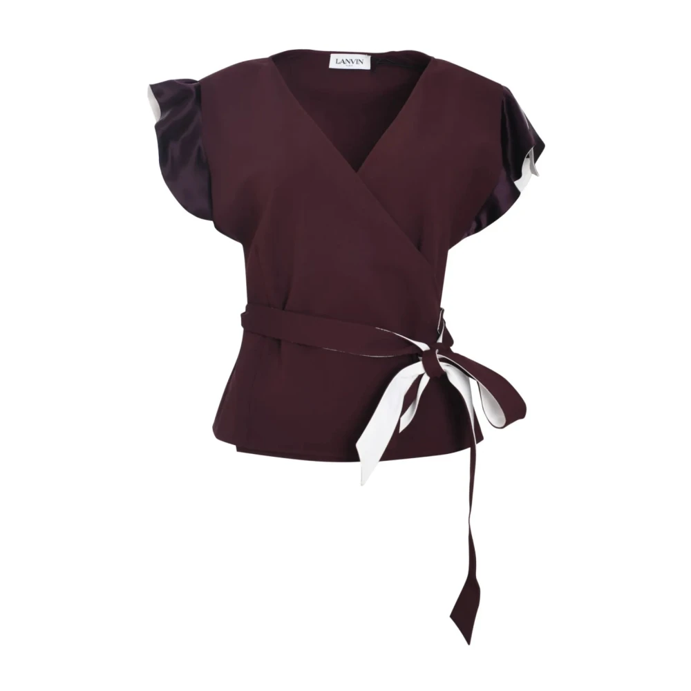 Lanvin Women's Red Blouses, Xs, Wrap Top