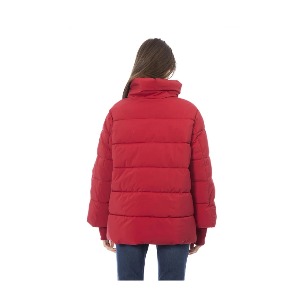 Baldinini Chique karmijnrode pufferjas met metalen details Red Dames