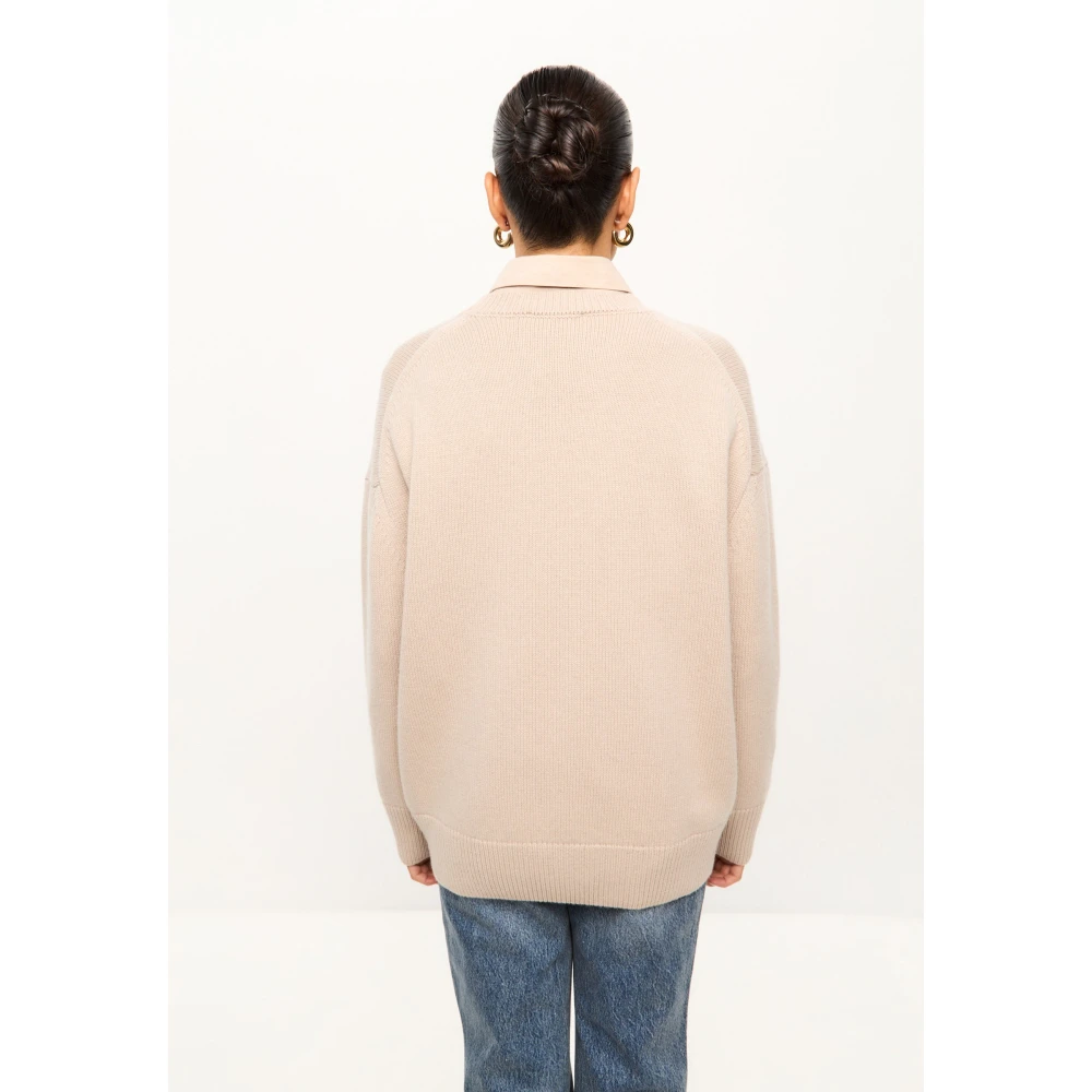 Cesare Gaspari Klassieke Crew Neck Sweater Mulan Beige Dames