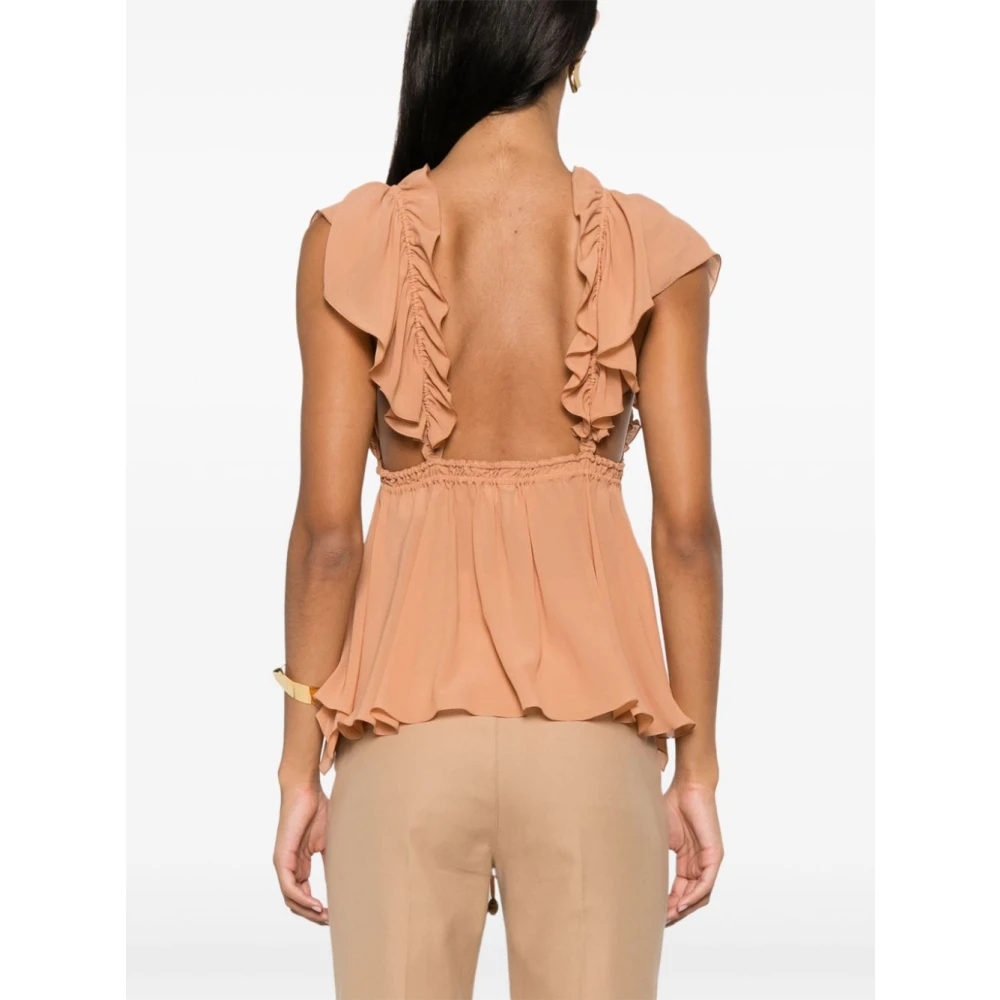 Chloé Nude Top met Ruches Beige Dames