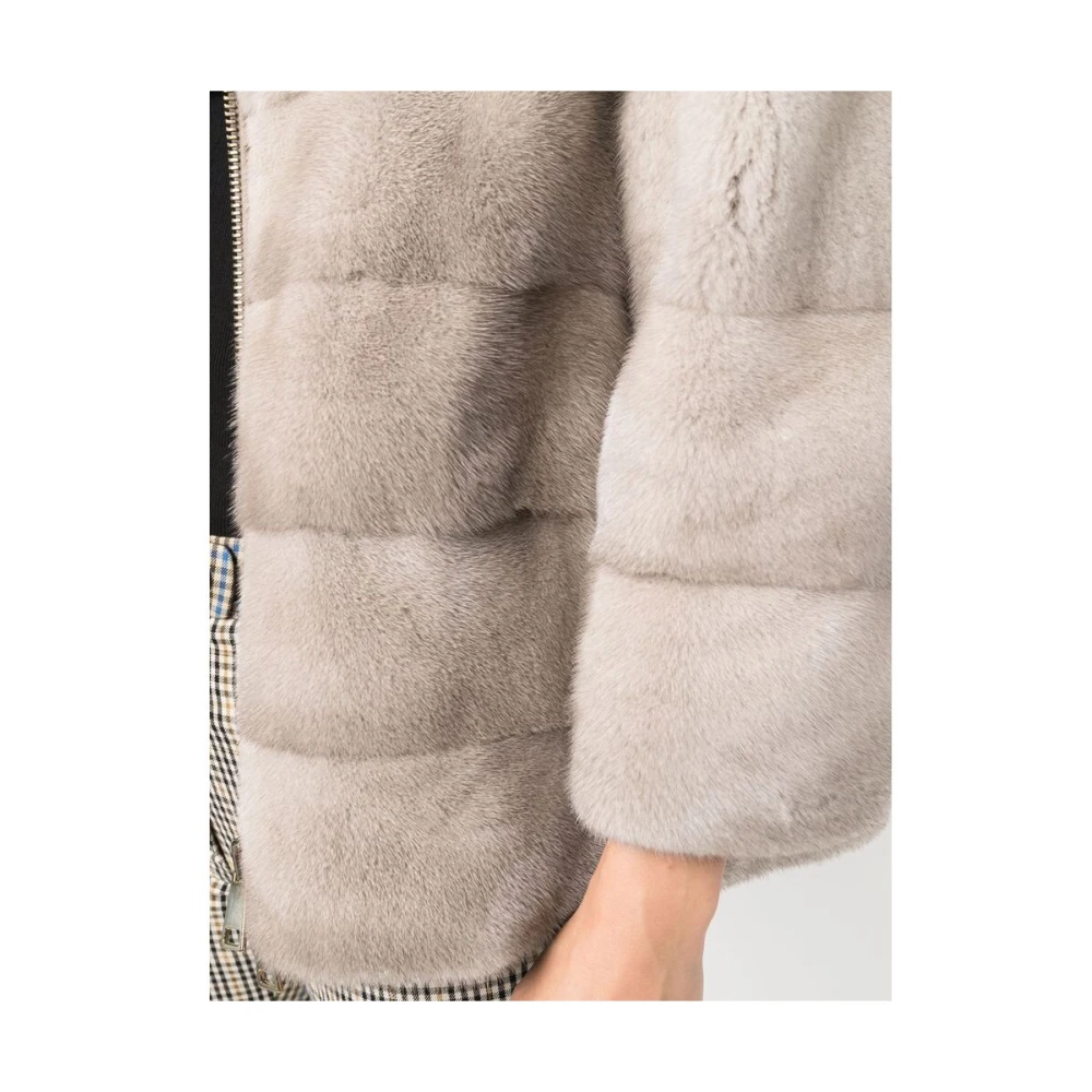 Suprema Omkeerbare Beige Bont Hoodie Jas Beige Dames