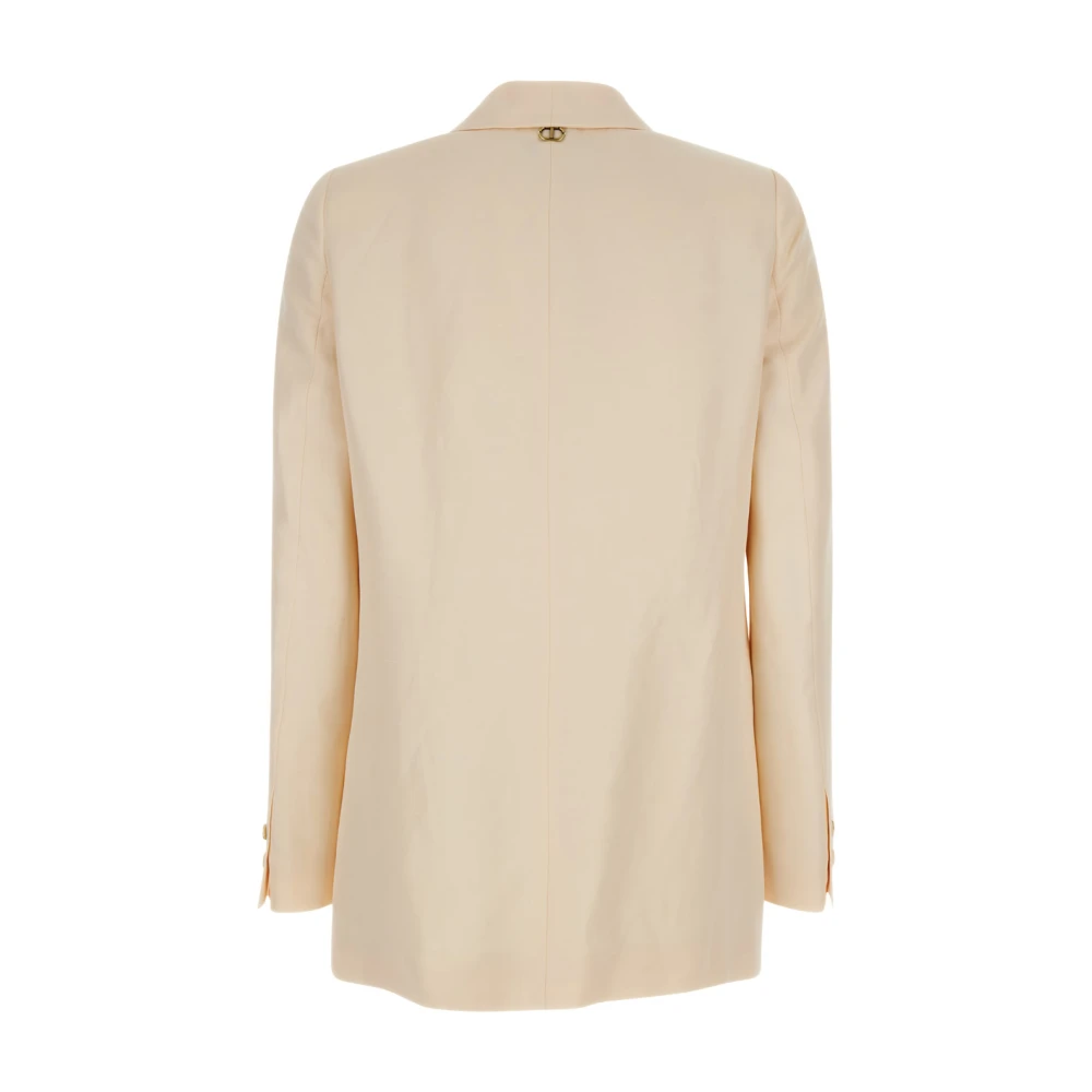 Twinset Beige Linnen Blend Jas Shawl Halslijn Beige Dames