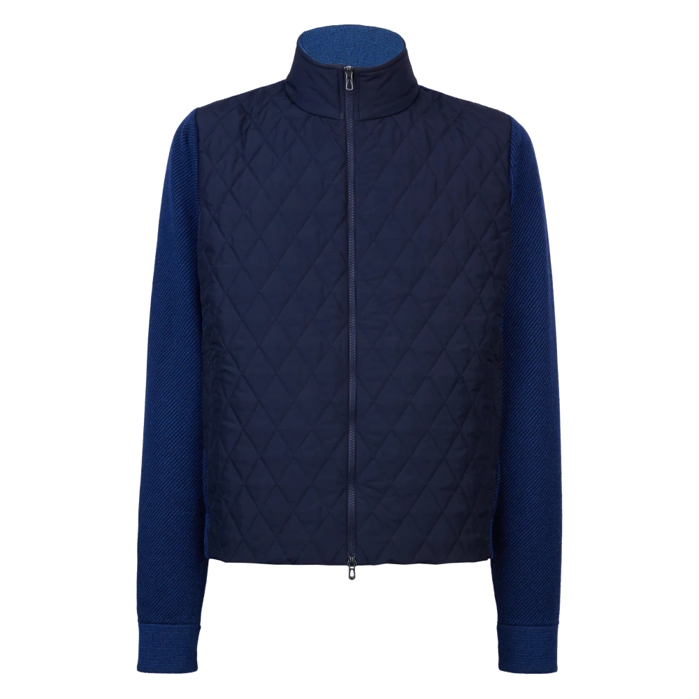 Sease Navy Blauw Gewatteerd Gebreid Vest Blue Heren