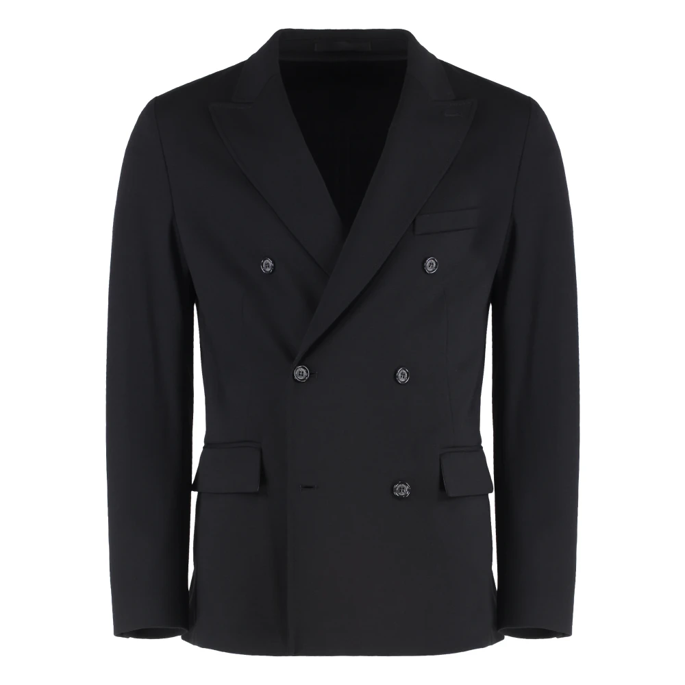Paolo Pecora Dubbelrijige blazer met reverskraag Black Heren