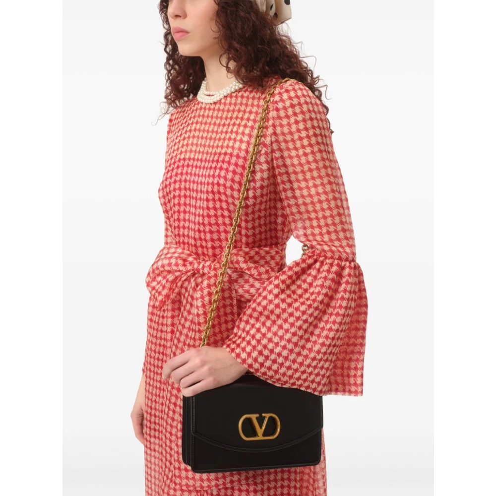 Valentino Garavani Lange Vichy Jurk met Taille Strik Pink Dames