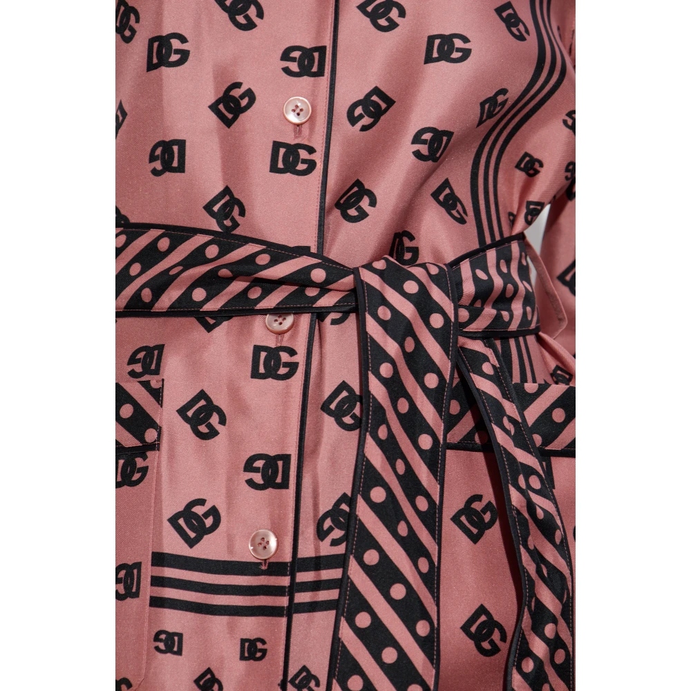 Dolce & Gabbana Zijden shirt met riem Pink Dames