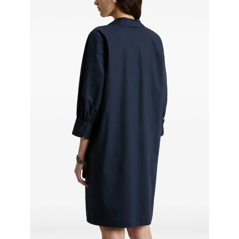 Woolrich Blauwe V-hals Jurk met Lange Mouwen Blue Dames