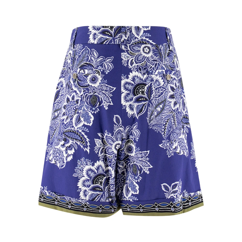 ETRO Korte katoenen shorts met print en grafische afwerking Blue Dames