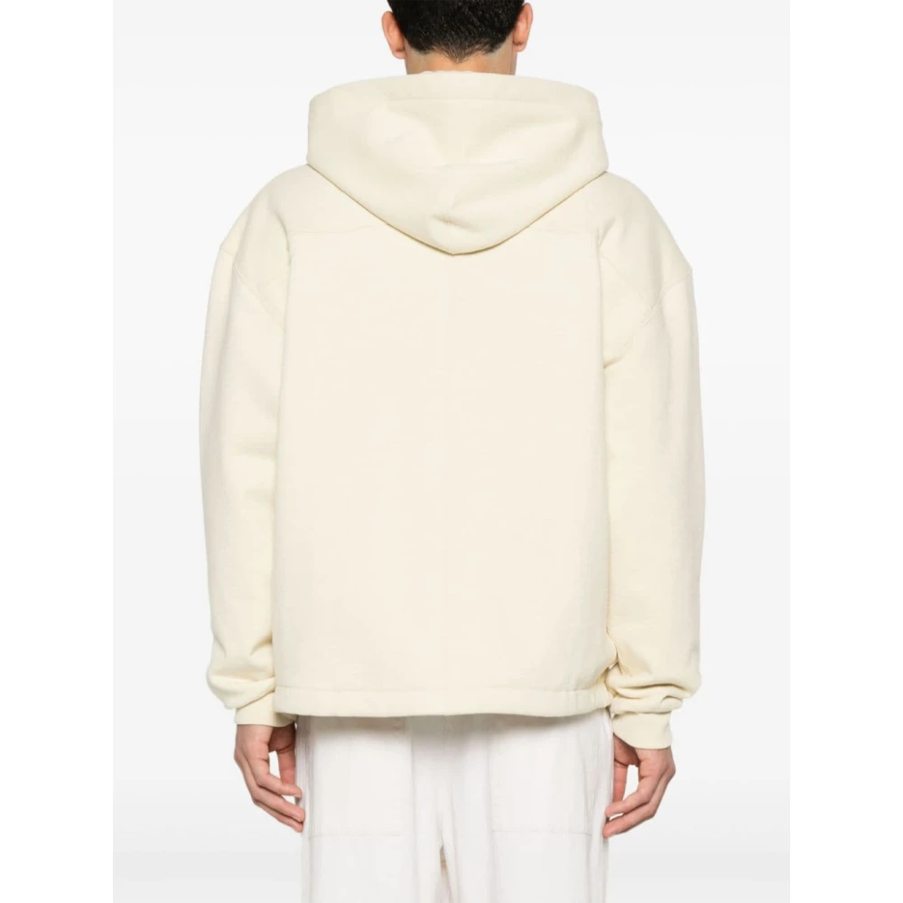 Jil Sander Witte Sweater met Trekkoord Capuchon Beige Heren