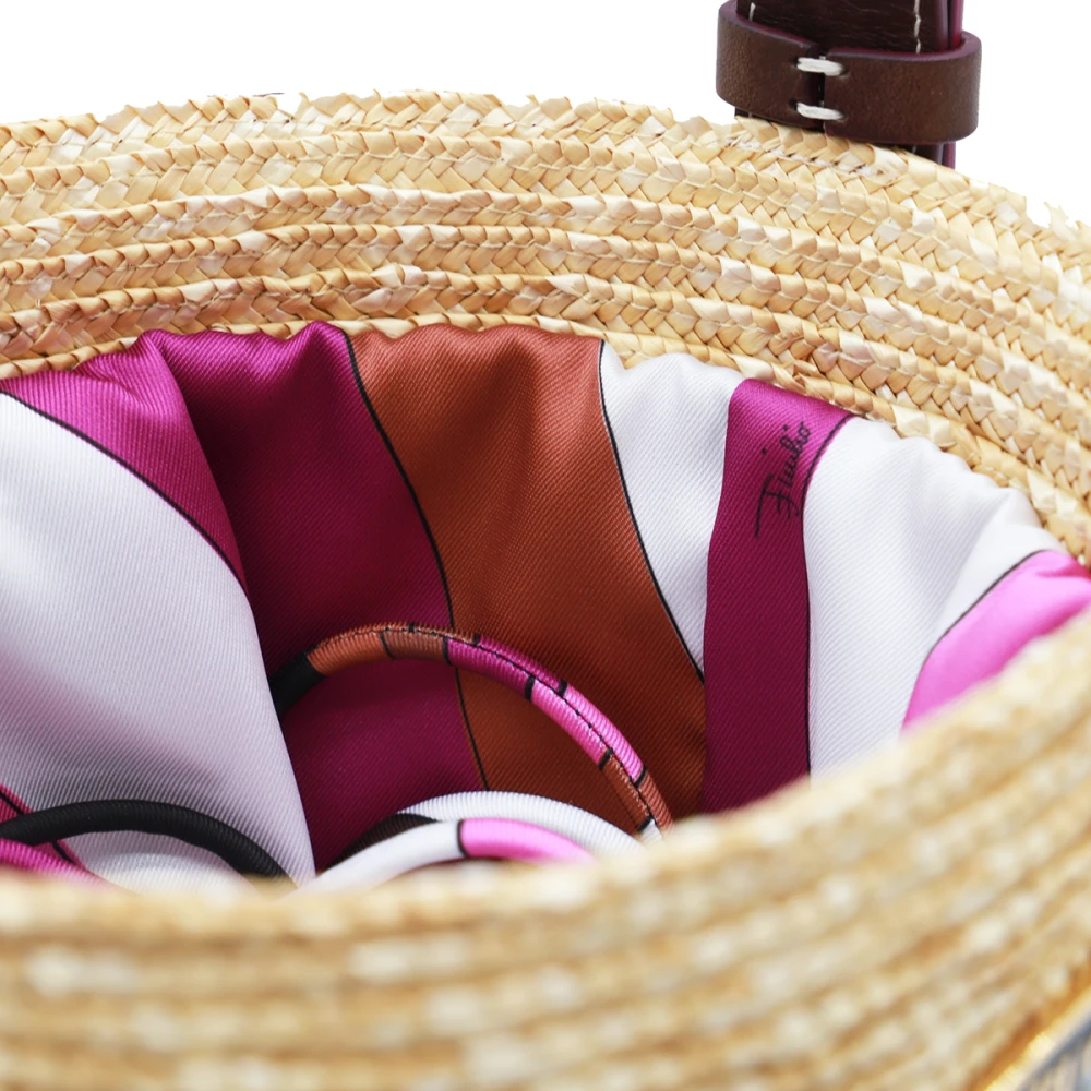 EMILIO PUCCI Natuurlijke Raffia Satchel met Voorvak Beige Dames