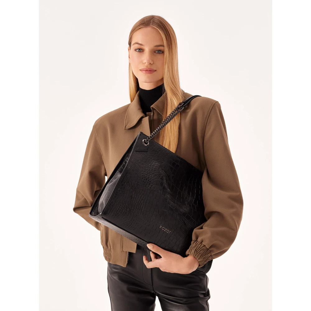 Kazar Elegante handtas met kettinghandvatten Black Dames