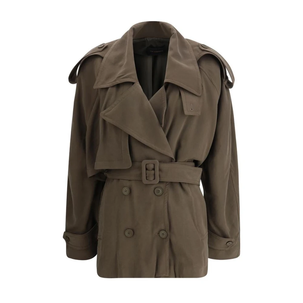 Andamane Korte trenchcoat met brede revers Gray Dames