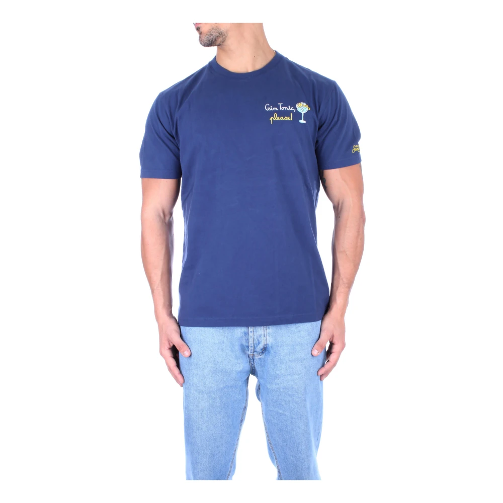 Saint Barth Blauwe Logo Front T-shirts en Polos Blue Heren