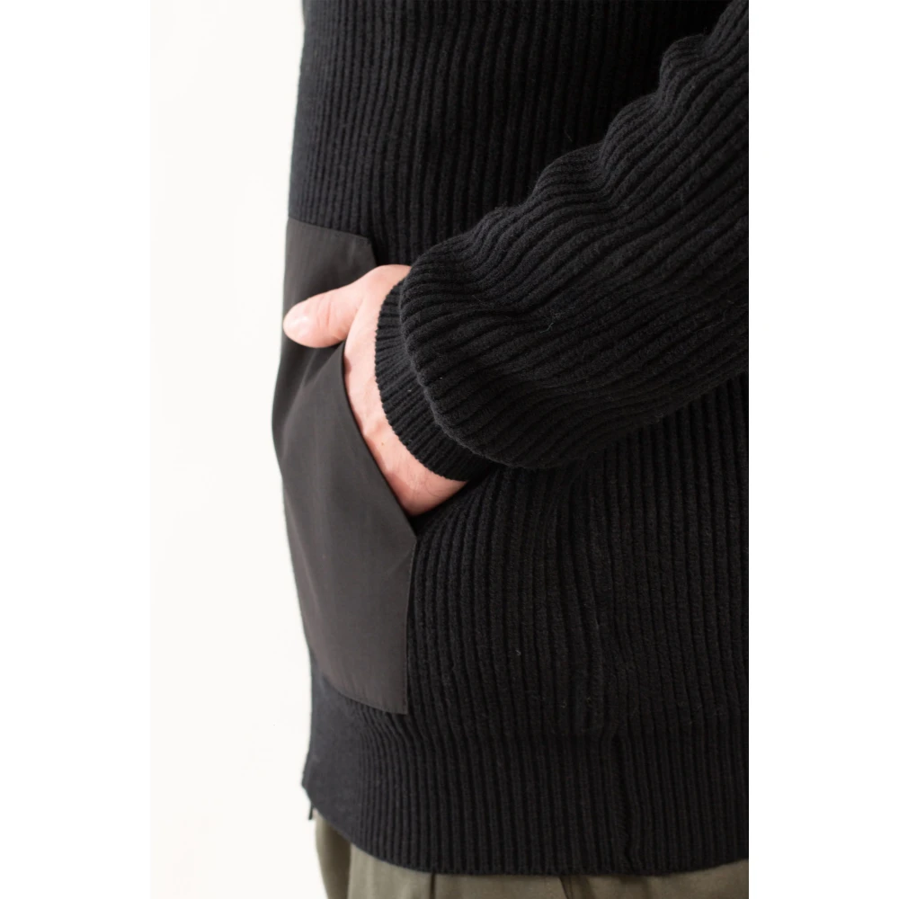 MC2 Saint Barth Merino Ribbed Hoodie Black Heren