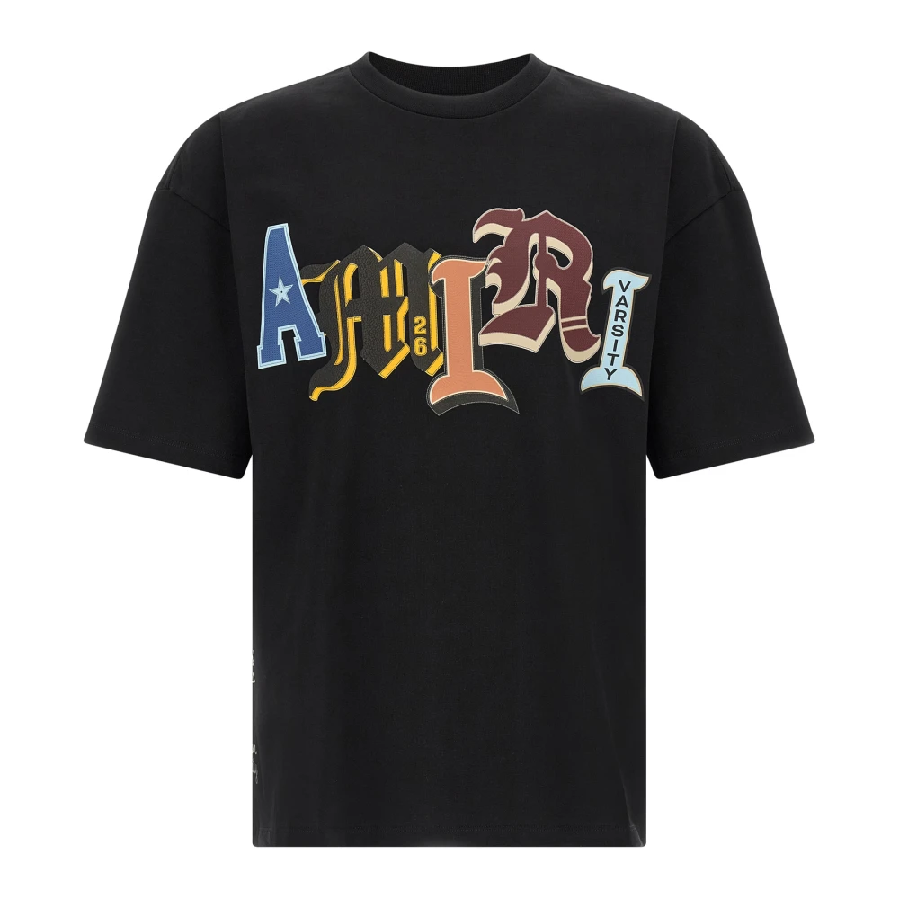 Amiri Men's Black T-Shirts, S, Varsity Patch T-Shirt