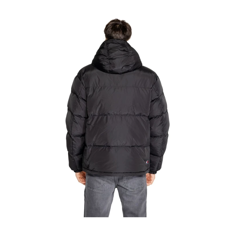 Tommy Jeans Zwarte Gerecyclede Polyester Jas Herfst Winter Collectie Black Heren