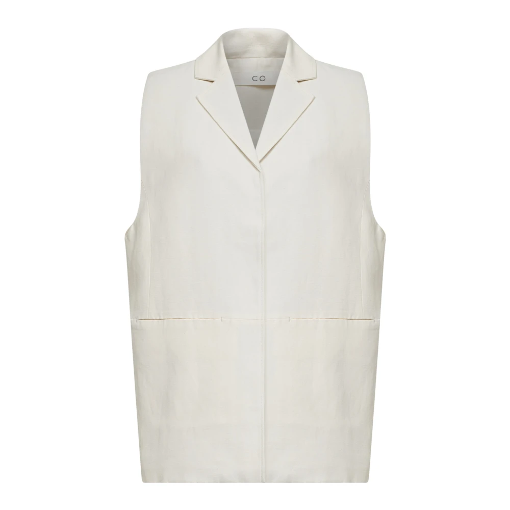 Co Women's Beige Oversized Sleeveless Vest - Waistcoats - Xs - Jackets