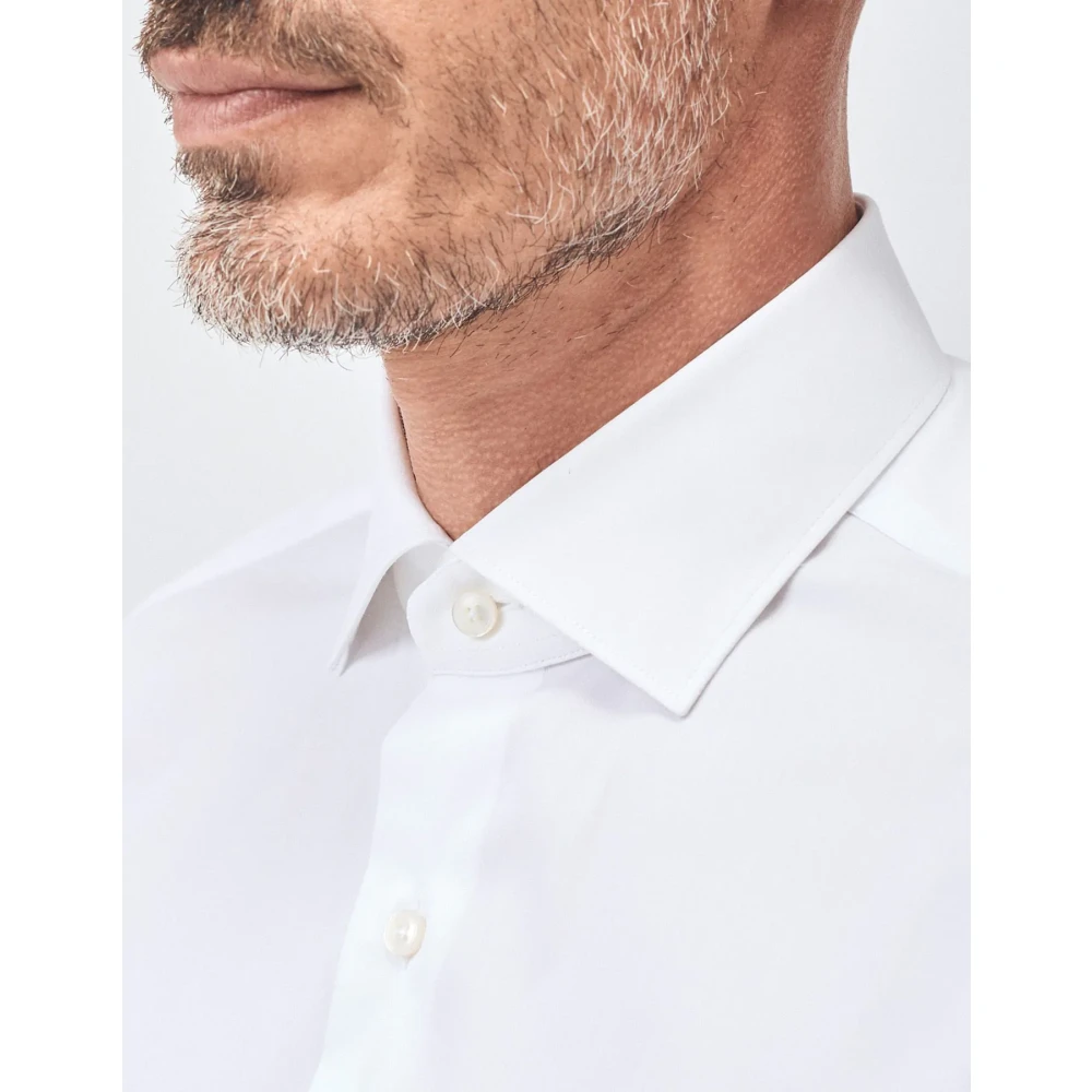 Xacus Klassieke Katoenen Stretch Overhemd Lange Mouw White Heren