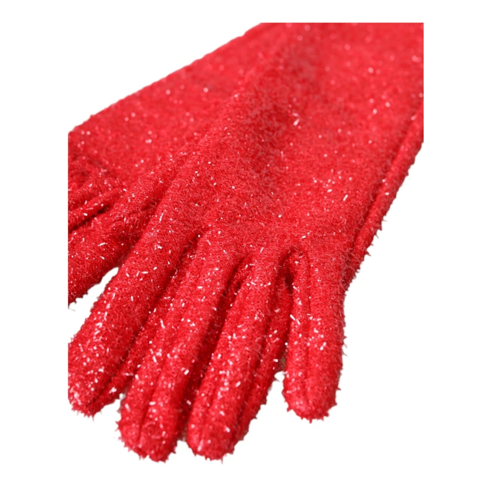 Dolce & Gabbana Rode Lurex Arm Lengte Mode Handschoenen Red Dames