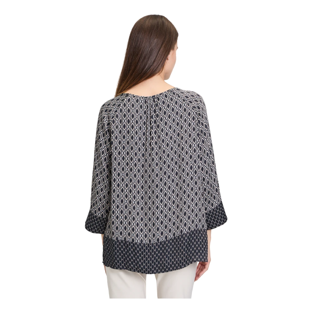 Betty Barclay Gestippelde slipblouse met gerimpelde V-hals Black Dames