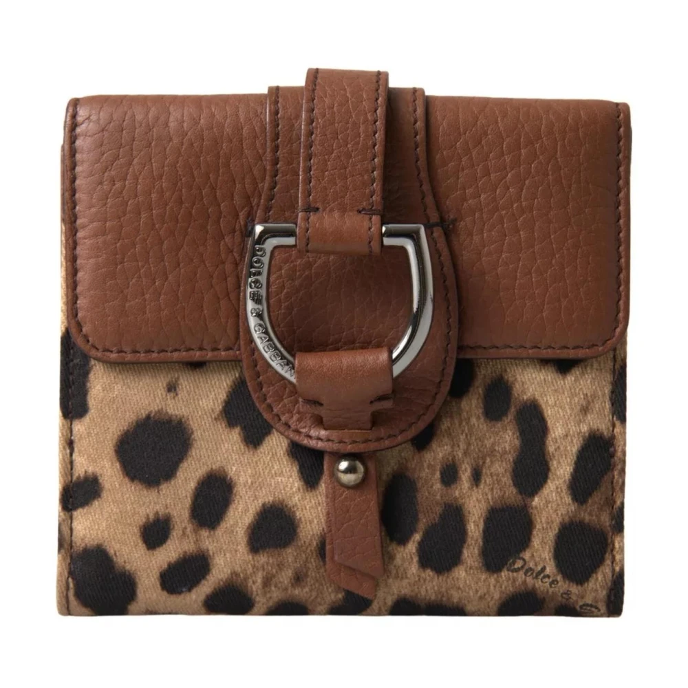 Dolce & Gabbana Luipaardprint Bifold Pasjeshouder Portemonnee Brown Dames