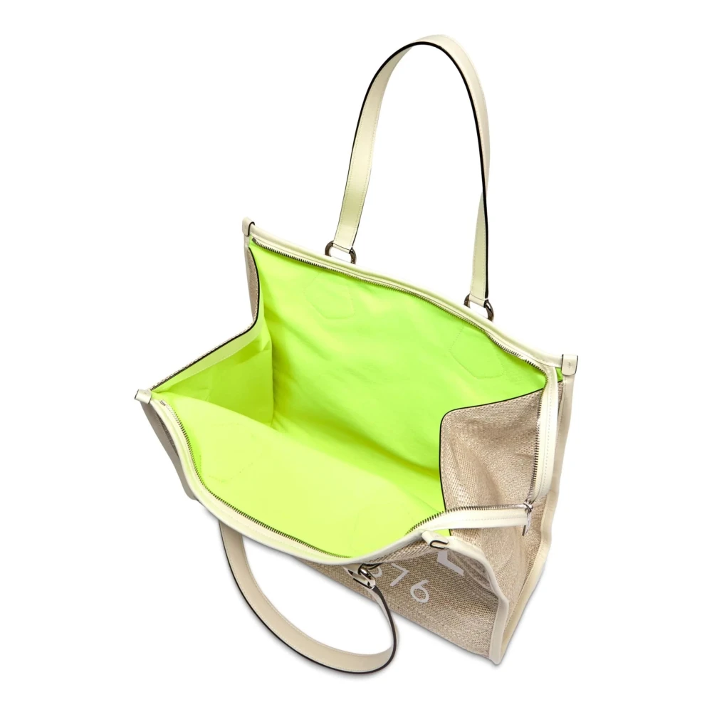 Lancel Natuurlijke Witte Tote Tas Beige Dames