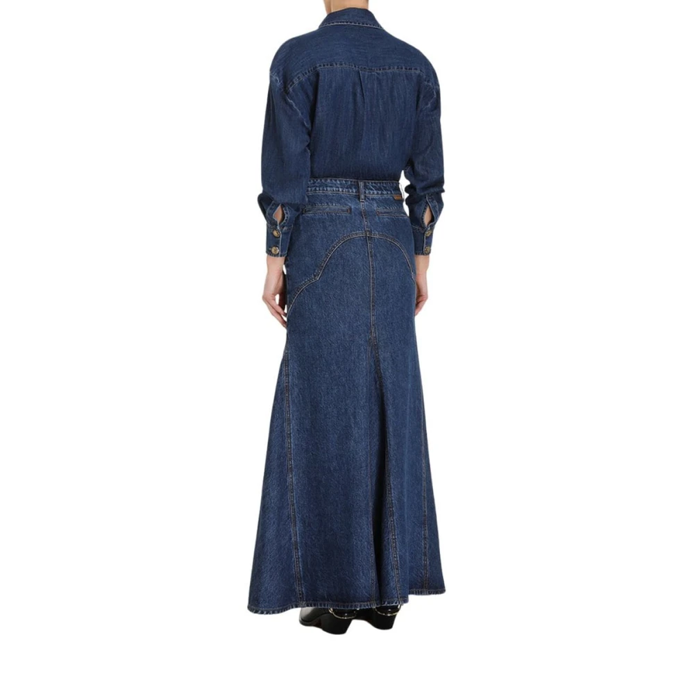 Zimmermann Fishtail Denim Maxi Rok Blue Dames