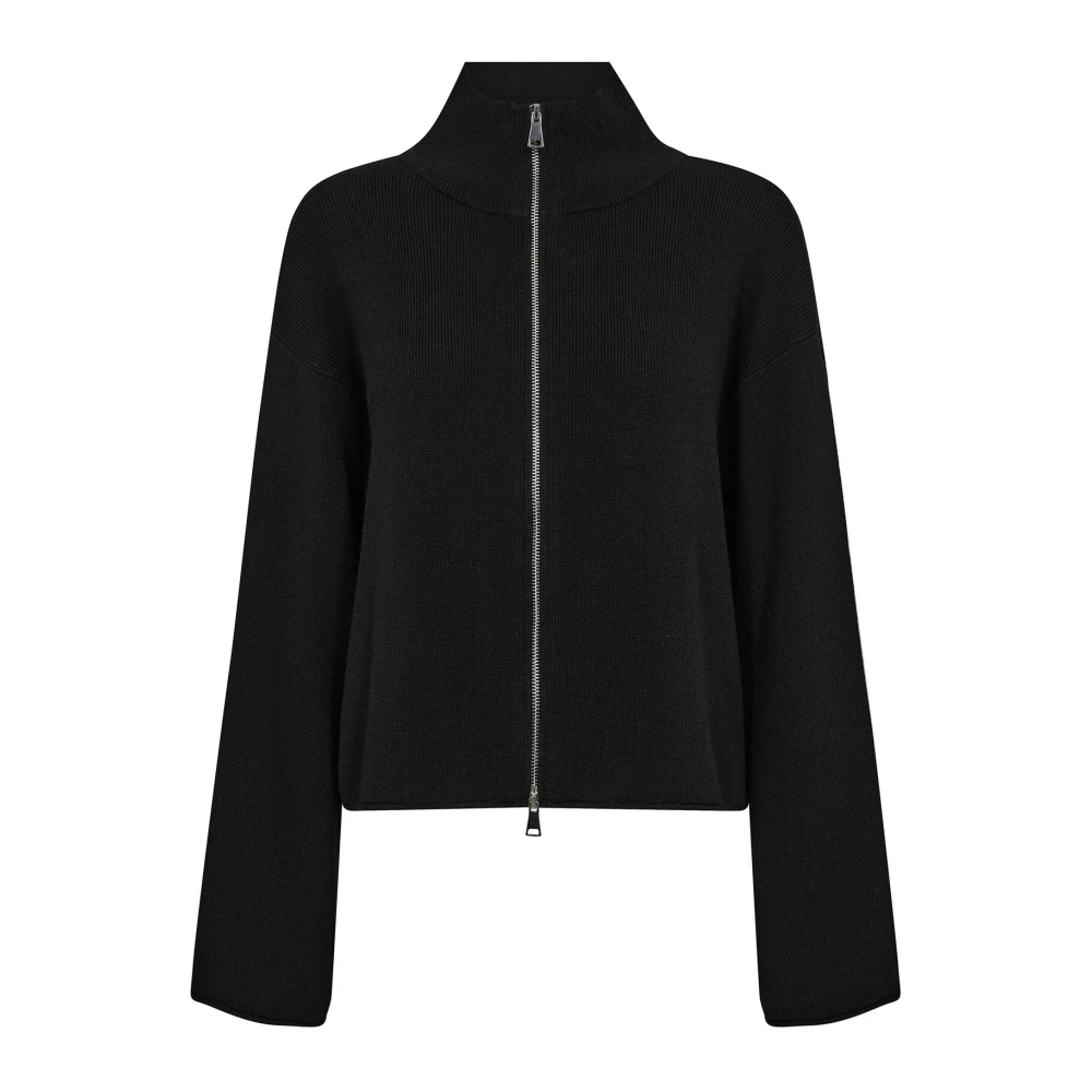 MOS Mosh Kort Zip Cardigan Svart Stickat Black, Dam