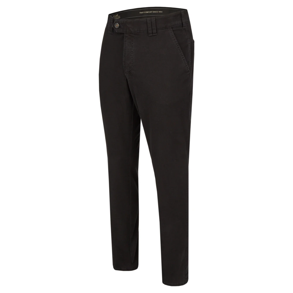 club of comfort Comfortabele platte voorkant broek met elastische tailleband en overhemd stopper Black Heren