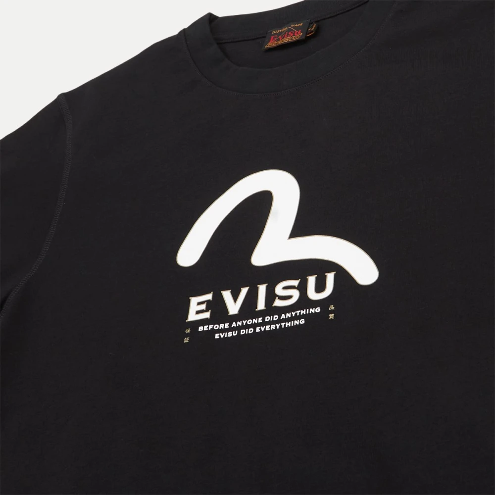 Evisu Zwart Katoen Regular Fit T-Shirt Black Heren