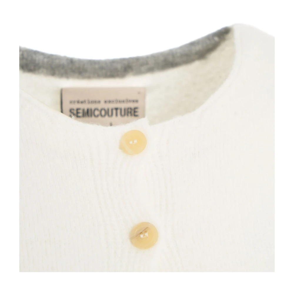 Semicouture Witte Gebreide Vest Aw24 White Dames