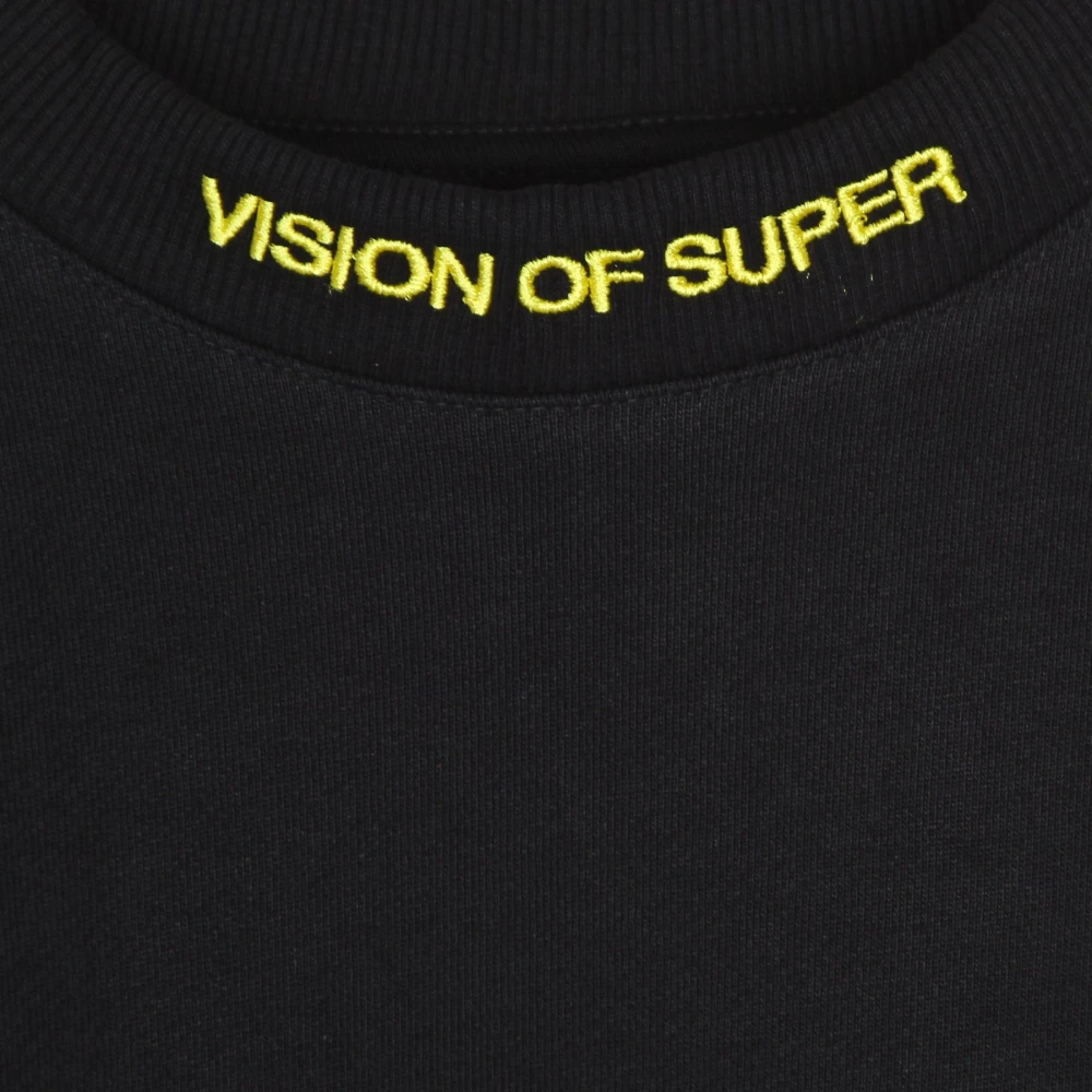 Vision OF Super Rode Crewneck Sweatshirt met Vlammenpatroon Black Heren