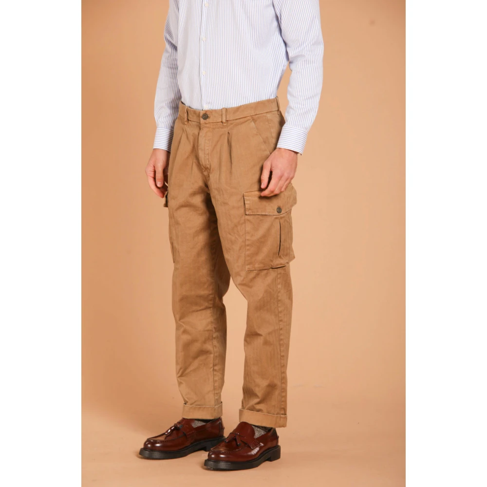 Mason's Relaxed Fit Cargo Broek Pinces 22 Brown Heren