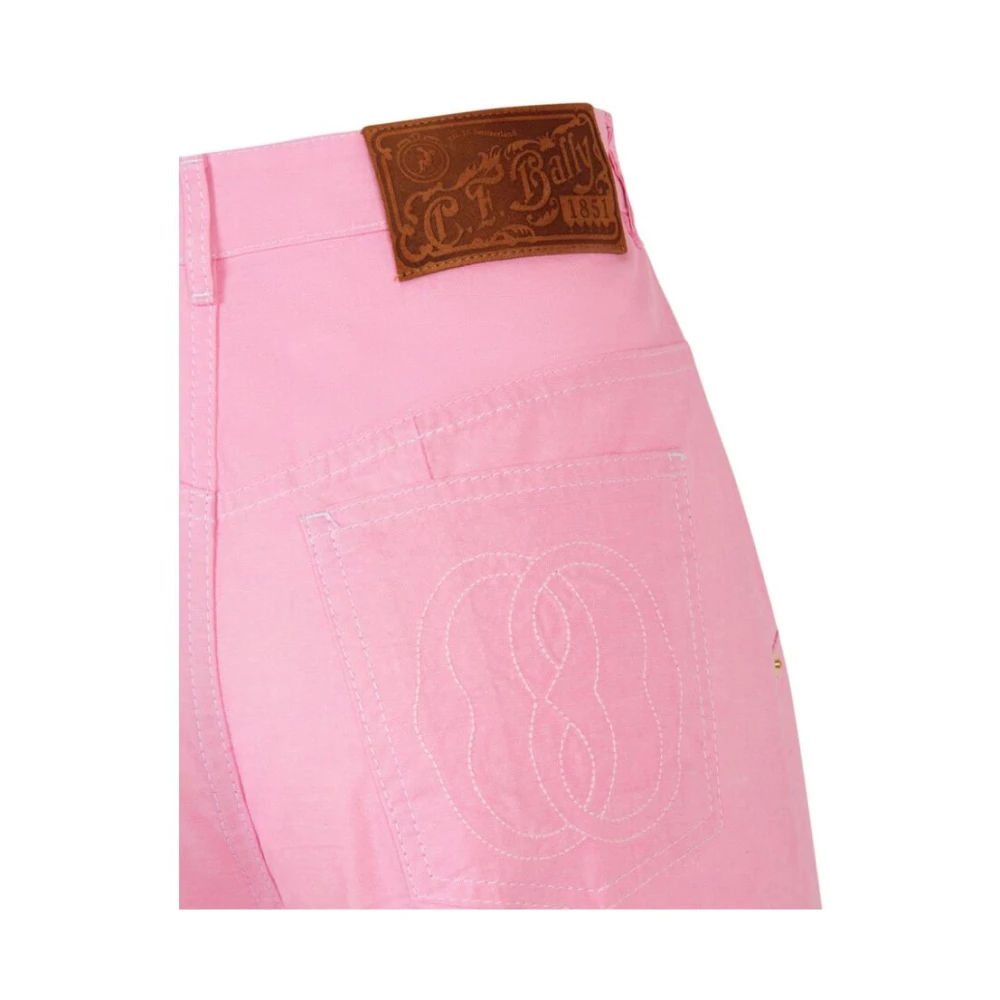 Bally Rose Pink Katoenen Appliqué Logo Jeans Pink Dames