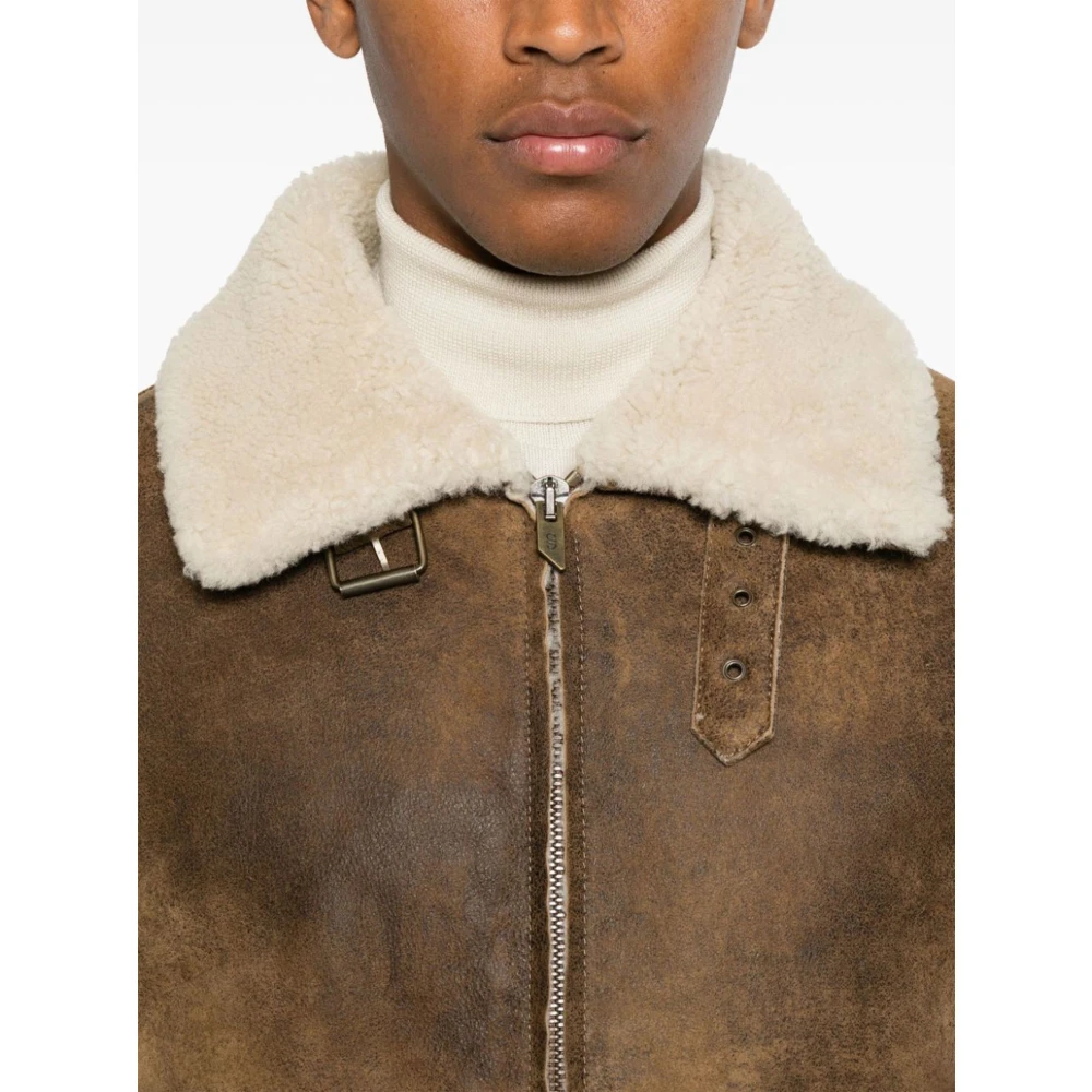 Salvatore Santoro Bruine Shearling Ritsjas Brown Heren