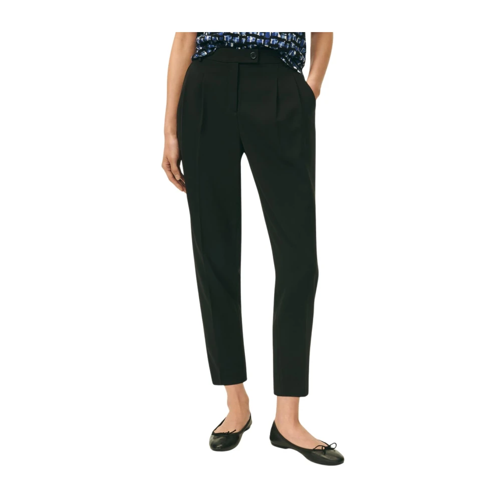 Brooks Brothers Gekropt Rechte Broek van Fijne Crepe Twill Black Dames