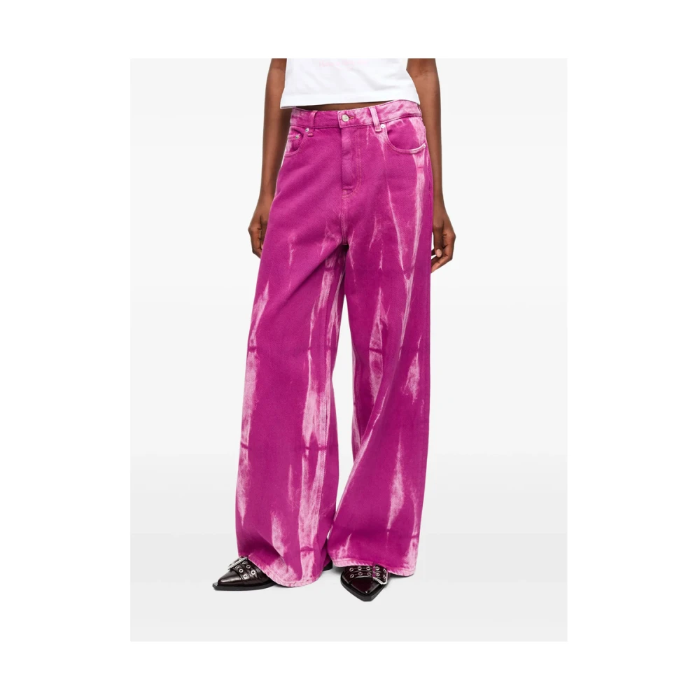 Ganni Fuchsia Roze Klassieke Vijf Zak Jeans Pink Dames