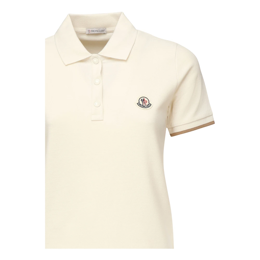 Moncler Witte Poloshirt met Gestreepte Manchetten White Dames