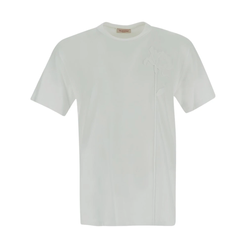 Valentino Katoenen Bloemen T-shirt White Heren