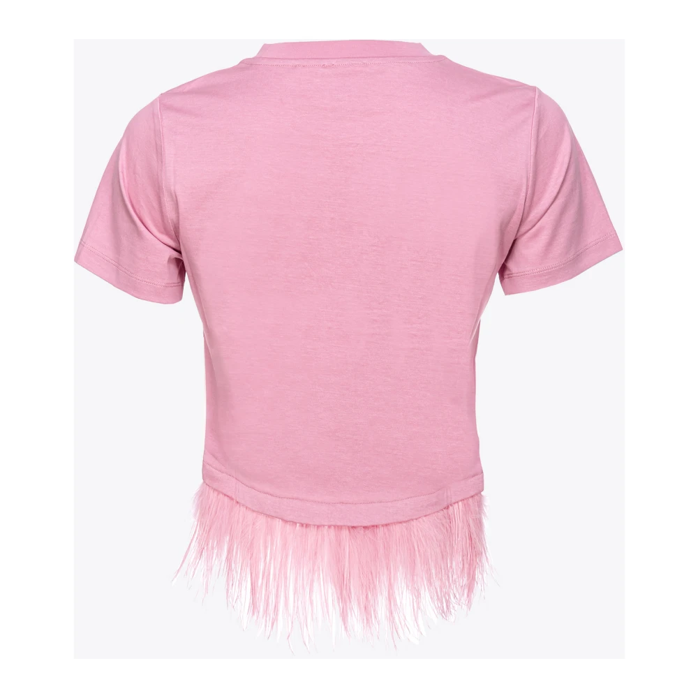 pinko Steden T-shirt met veren Pink Dames