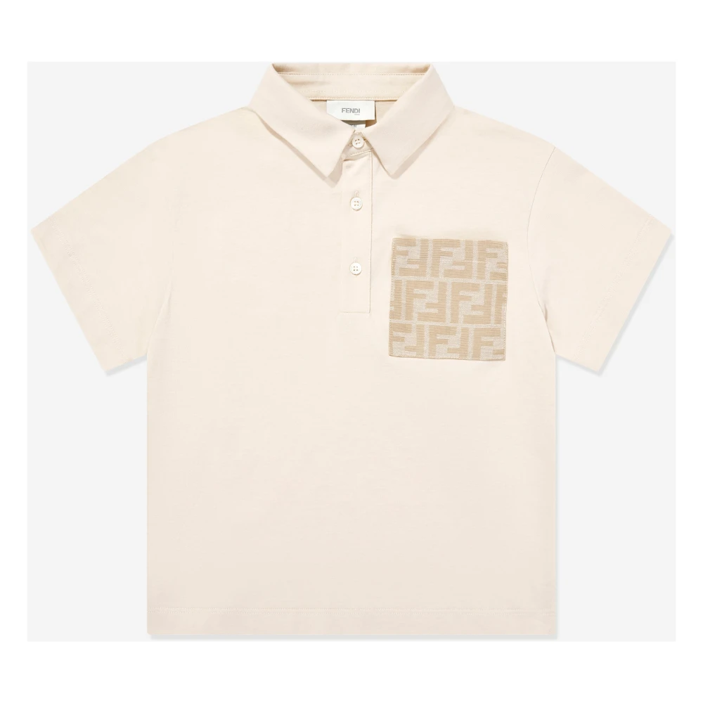 Fendi Ff Logo Pocket Polo Shirt - Unisex - Kids Shirts - Beige - 10 Y - Kids