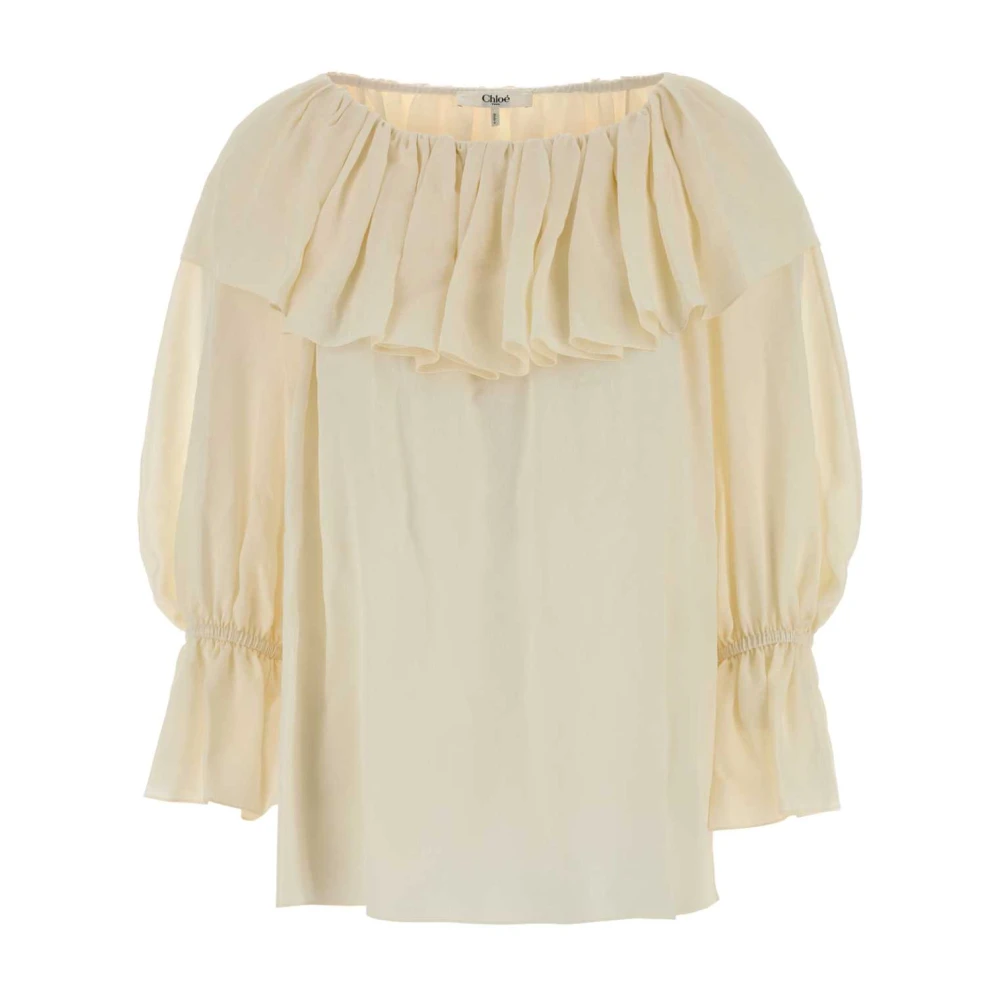 Chloé Women's Yellow Fluid Ruffle Top - Blouses - S - Blouses & Shirts