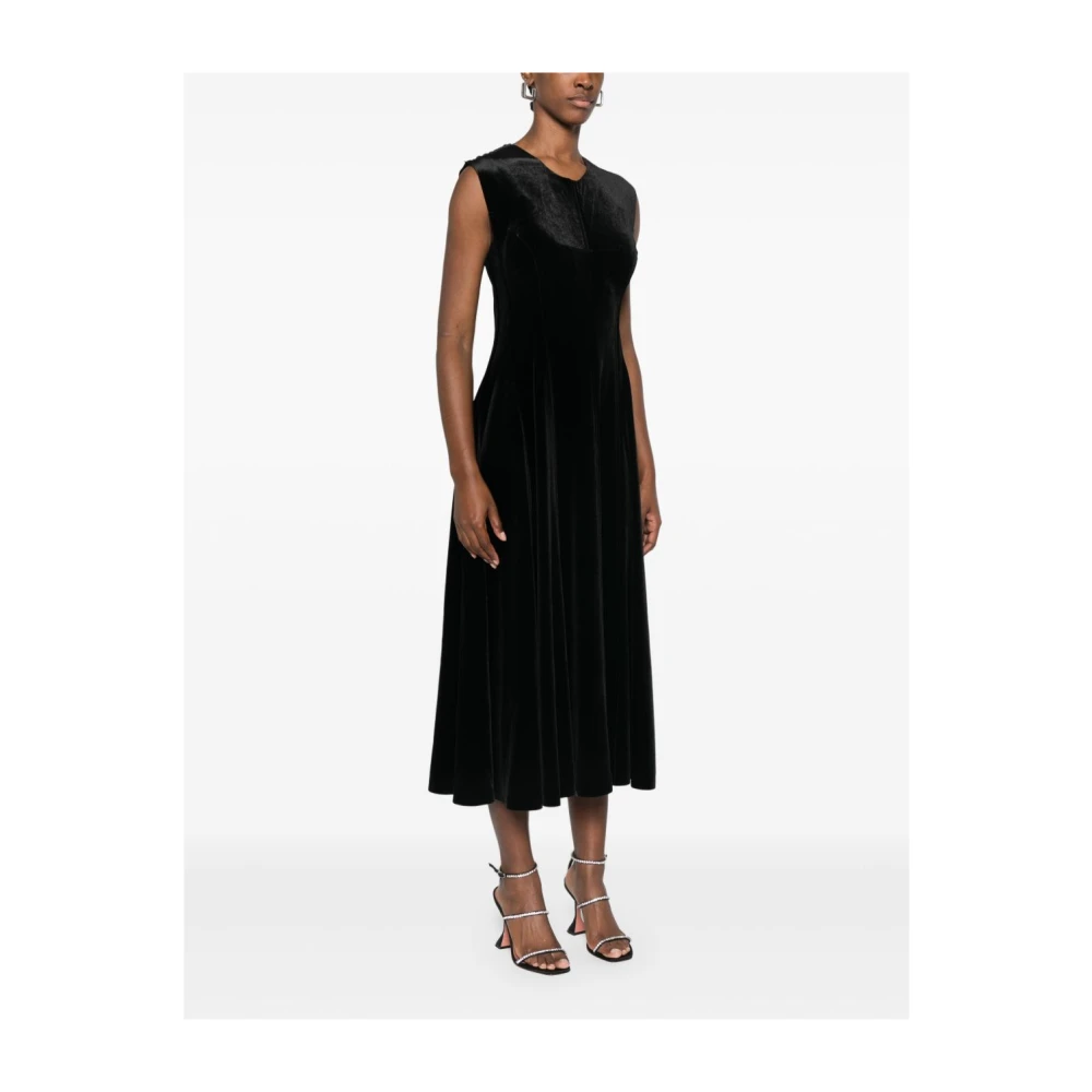 Norma Kamali Zwarte Mouwloze Crew Neck Jurk Black Dames