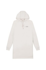 Abito in Felpa Bianco con Cappuccio e Logo Lucido