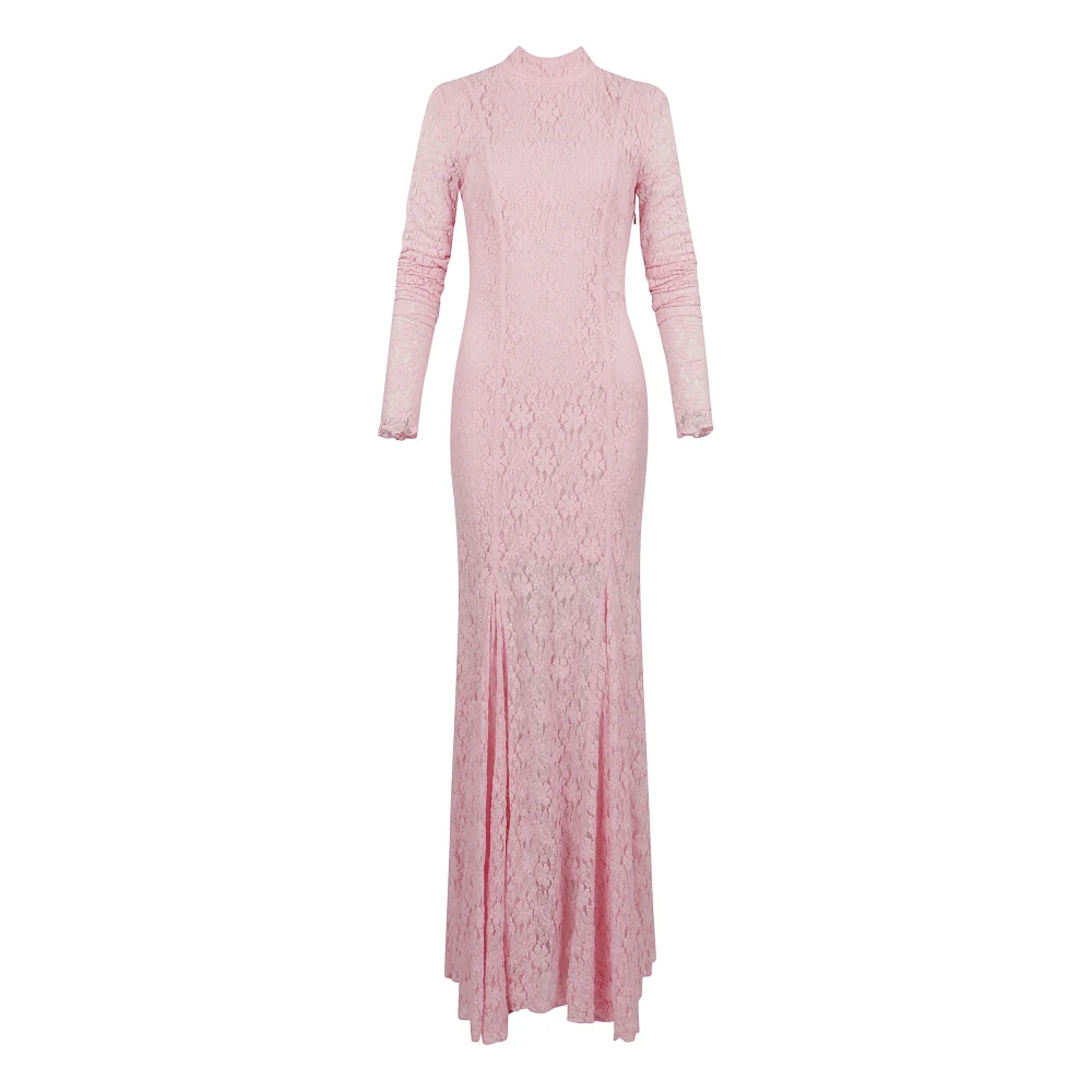 Rotate Birger Christensen Pastelroze Lange Jurk met Achterkant Vetersluiting Pink Dames