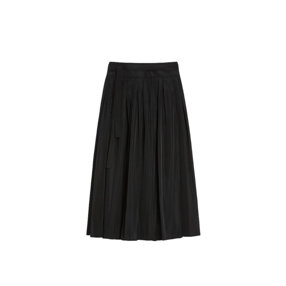 Max Mara Zwarte Geplooide Taffeta Rok Black Dames