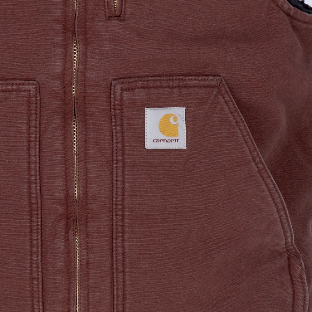 Carhartt WIP Sherpa Mouwloos Vest Zware Steenwassing Brown Heren