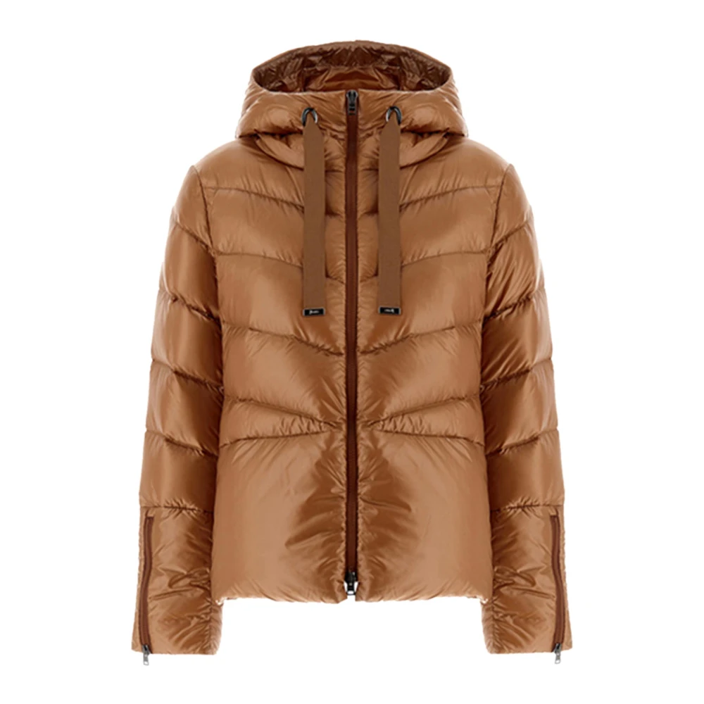 Herno Korte capuchonjas van nylon zwart Brown Dames